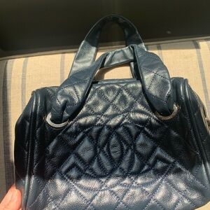 Chanel Navy Blue Quilted Leather Handbag